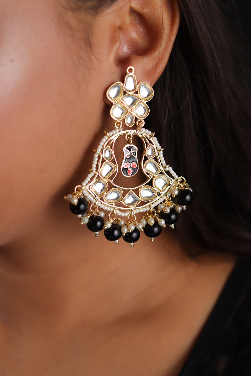 Black kundan earrings 2025